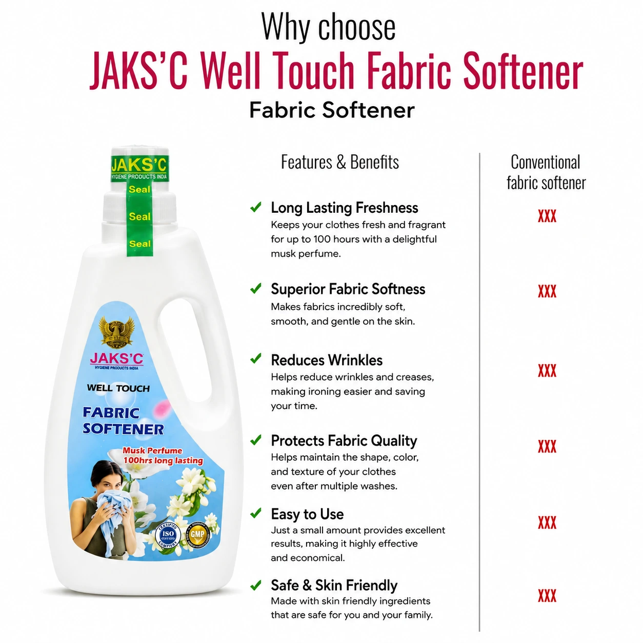 JAKS'C Fabric Softener 500ml – Long-Lasting Fragrance - Image 2