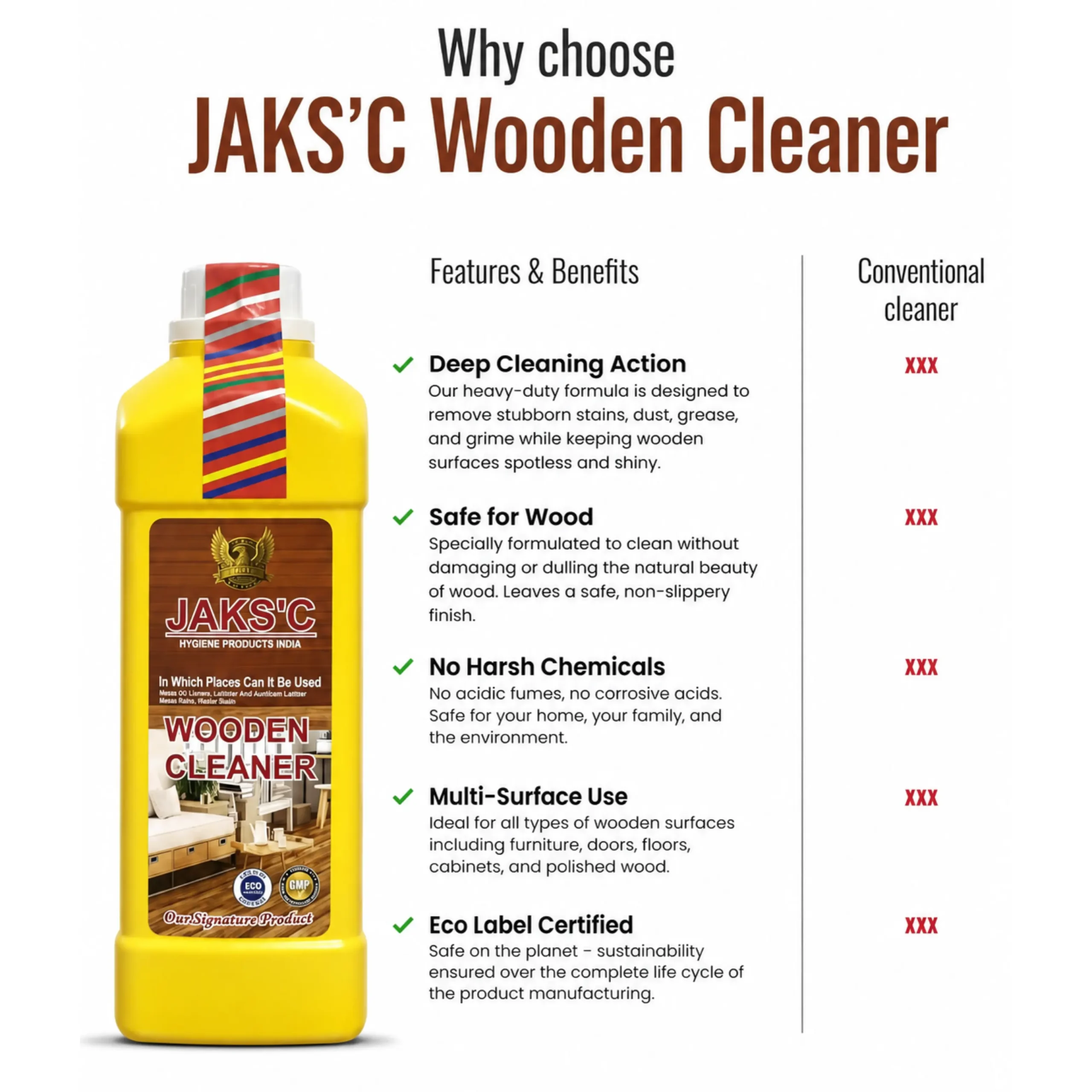 JAKS'C Pro Wooden Cleaner 1L – Advanced Surface Shield - Image 2
